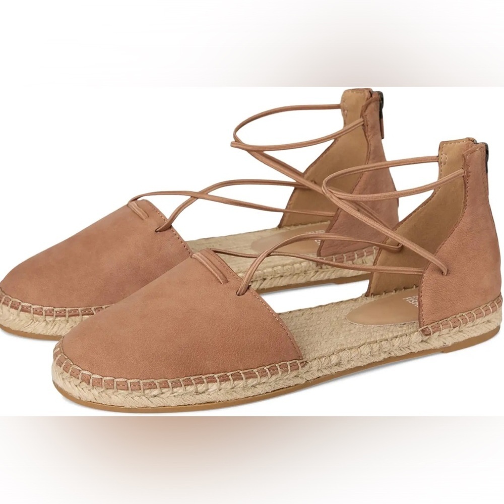 Eileen Fisher Tan Suede Espadrille Lace Up Flats Size 8